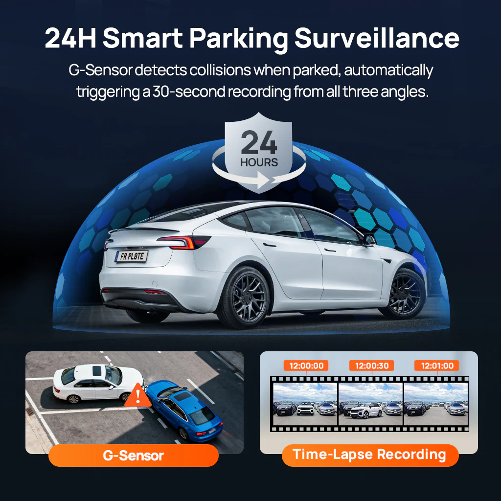 70mai Dash Cam 4K T800E, 3-Channel Front Interior Rear Car Camera, 4K HDR, Night Owl Vision, 24H Parking Surveillance & GPS - Image 10