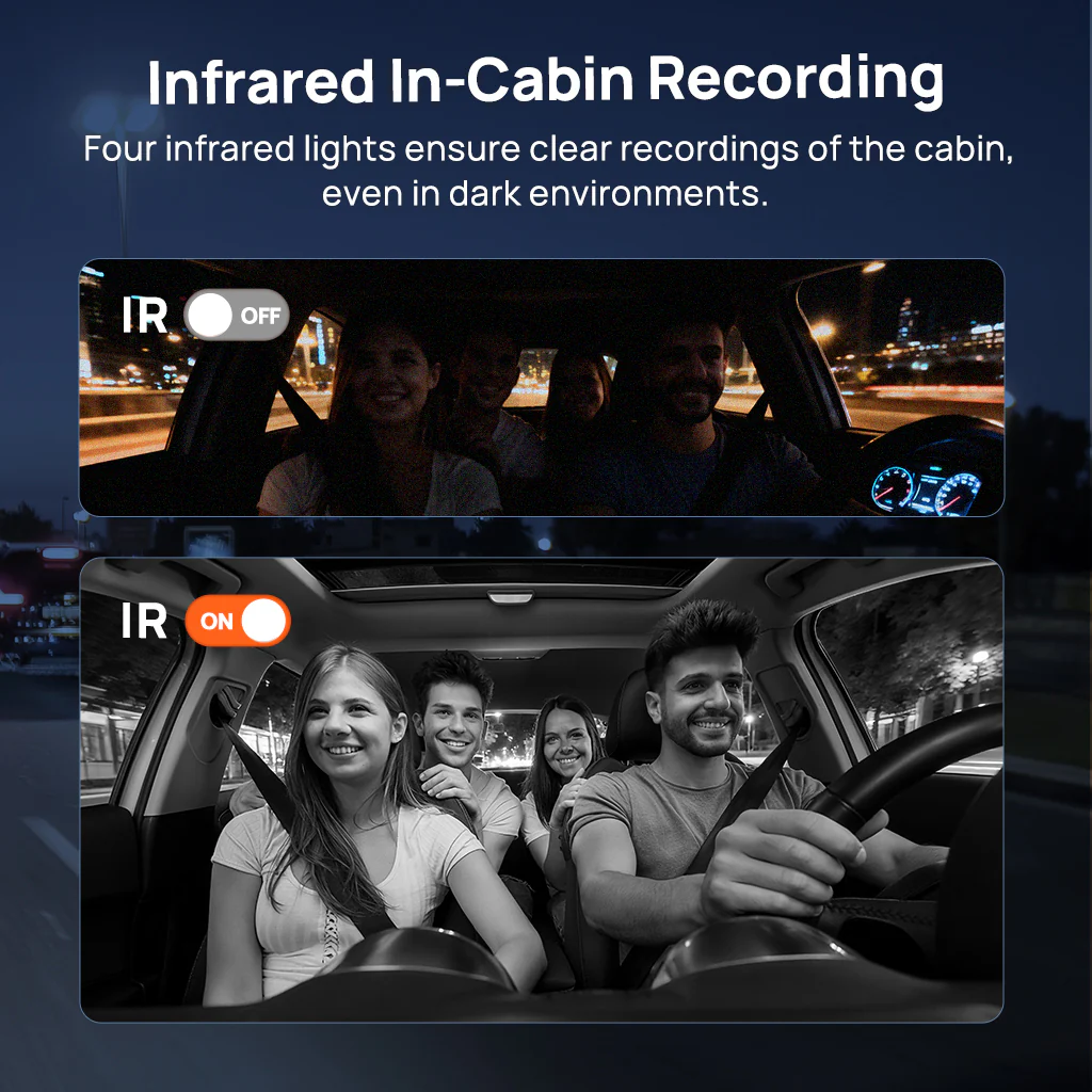 70mai Dash Cam 4K T800E, 3-Channel Front Interior Rear Car Camera, 4K HDR, Night Owl Vision, 24H Parking Surveillance & GPS - Image 7