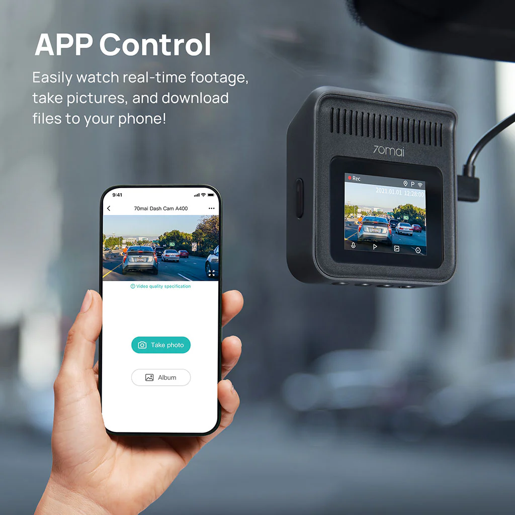70mai Dash Cam A400 1440P QHD with 2-Inch Screen & Dual-Channel Supported - Image 7