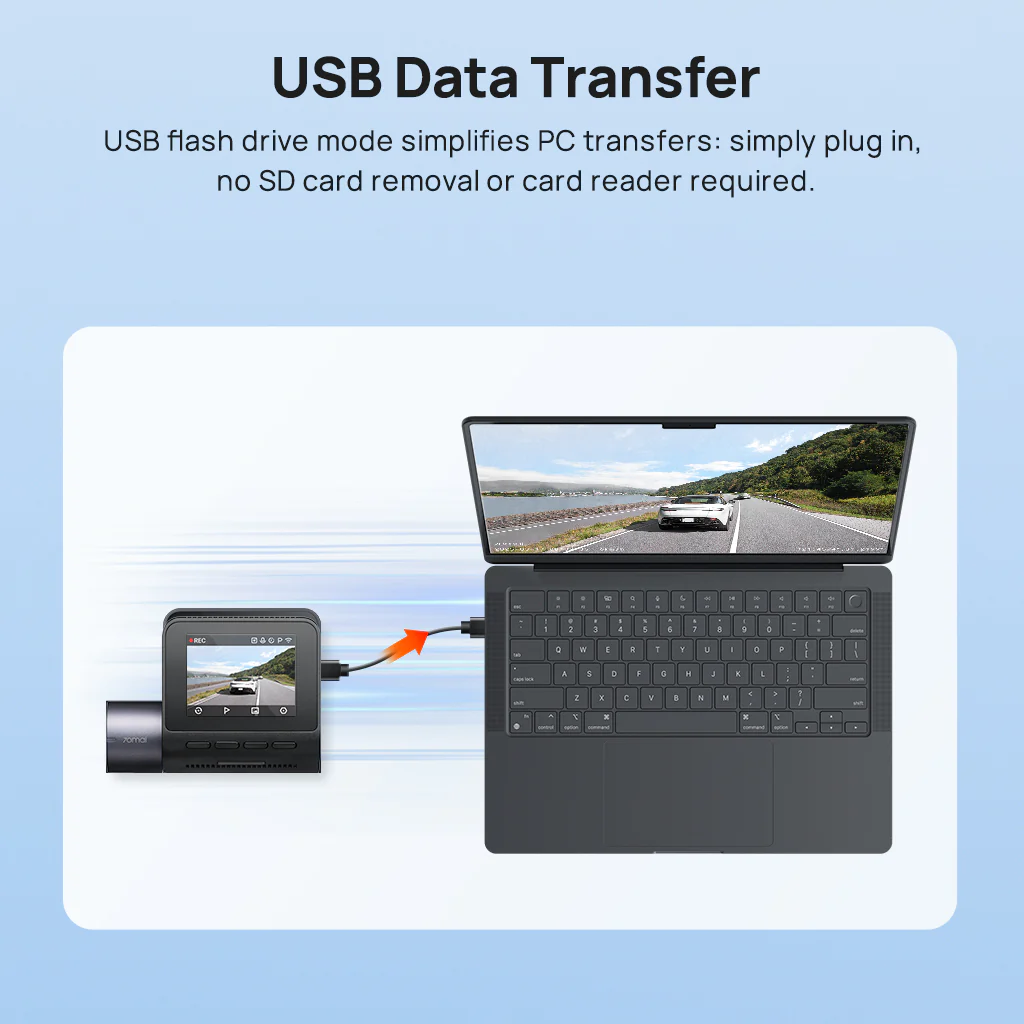 70mai Dash Cam A410 2.5K HDR Dual w/ GPS, Emergency Record, G-Sensor, App Control & Compact Design - Image 3