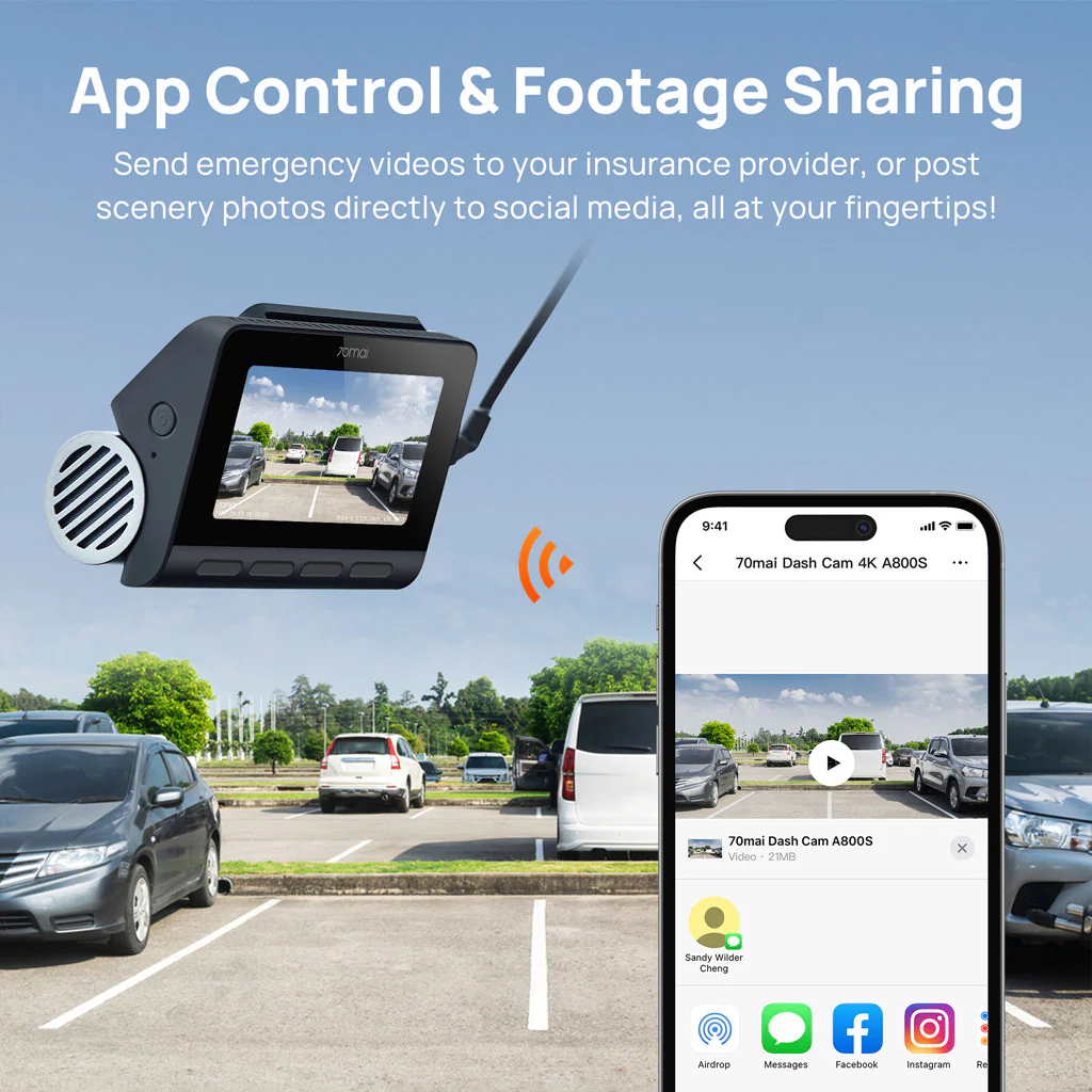 70mai Dash Cam A800S 4K UHD with 3-Inch IPS Screen & Dual-Channel Supported - Image 11