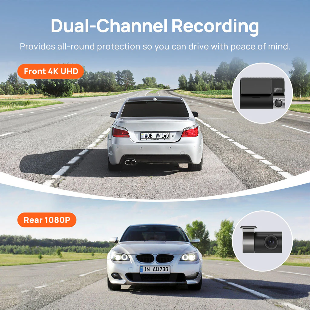 70mai Dash Cam A800S 4K UHD with 3-Inch IPS Screen & Dual-Channel Supported - Image 3