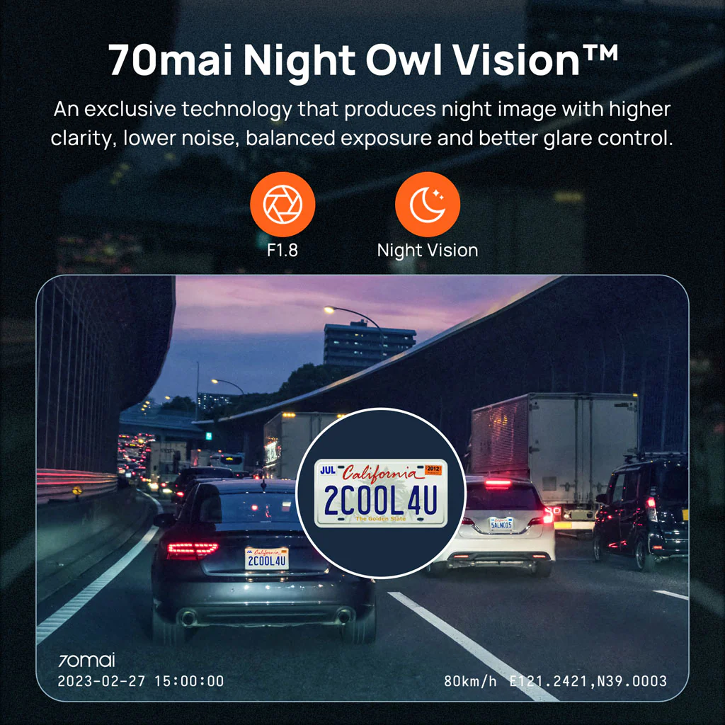 70mai Dash Cam A800S 4K UHD with 3-Inch IPS Screen & Dual-Channel Supported - Image 5