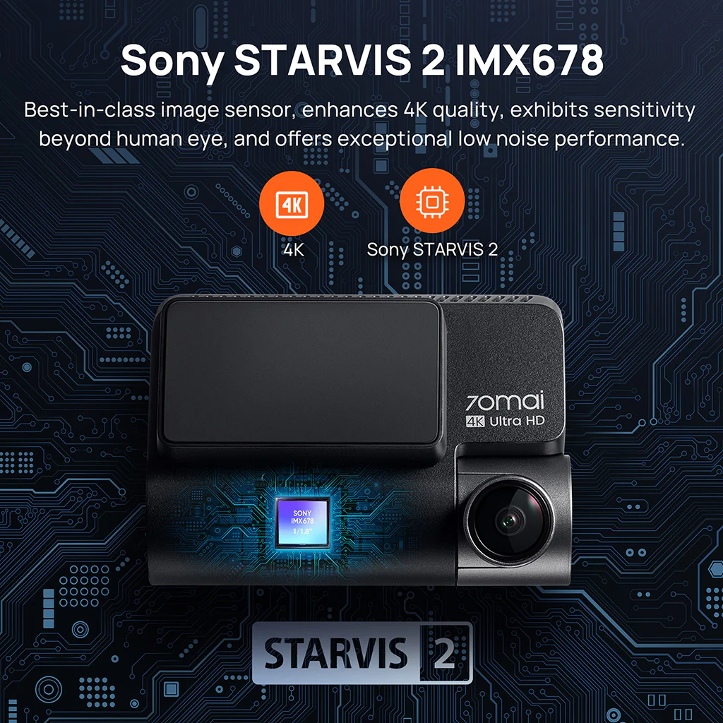 70mai Dash Cam 4K A810 with Sony STARVIS 2 IMX678, 4G LTE & Dual HDR Supported - Image 4