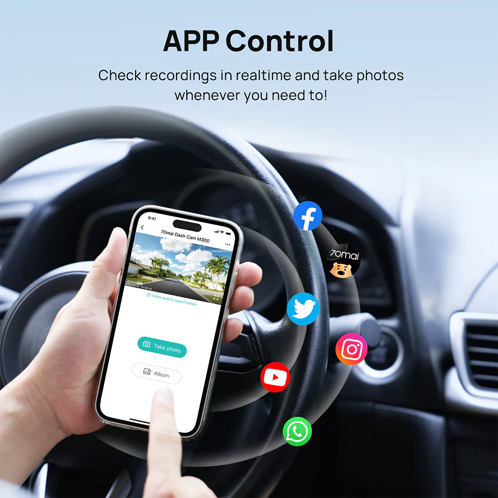 70mai Dash Cam M300 2K HD with Built-in LED Indicator - Image 8